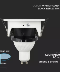 Χωνευτό φωτιστικό Spot GU10 Στρογγυλό λευκό, με ημικύκλια άσπρη κοπή V-TAC – 8599