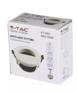 Χωνευτό φωτιστικό Spot GU10 Στρογγυλό λευκό, με ημικύκλια άσπρη κοπή V-TAC – 8599