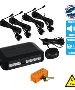 GloboStar® 86000 Σύστημα Παρκαρίσματος Parktronic DC 12V με 4 Μαύρους Αισθητήρες και Ηχείο (Buzzer)