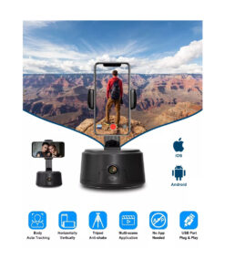 GloboStar® 86005 Following Face Auto Tracking Live Steaming Mobile Stand – Βάση Κινητού με Ανιχνευτή Κίνησης & Βάση για Τρίποδο – Μαύρο