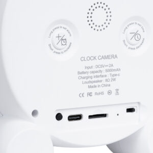 GloboStar® 86015 Rechargeable Table Camera 2MP WiFi HD 1080P 120° 5000mAh Two Way Audio Motion Detection & Digital Clock – Επαναφορτιζόμενη Επιτραπέζια Κάμερα 2MP WiFi HD 1080P 120° 5000mAh Διπλή Κατέυθυνση Ομιλίας Ανιχνευτή Κίνησης Ψηφιακό Ρολόι – Λευκό