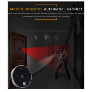 GloboStar® 86017 Ψηφιακή Έξυπνη Camera Εξώπορτας 90° Μοιρών με Έγχρωμη Οθόνη 2.8″ Inches – Νυχτερινή Όραση με LED IR – Κουδούνι – Εσωτερική Μνήμη Αποθήκευσης – Λειτουργεί με 4 Μπαταρίες AAA