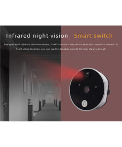 GloboStar® 86017 Ψηφιακή Έξυπνη Camera Εξώπορτας 90° Μοιρών με Έγχρωμη Οθόνη 2.8″ Inches – Νυχτερινή Όραση με LED IR – Κουδούνι – Εσωτερική Μνήμη Αποθήκευσης – Λειτουργεί με 4 Μπαταρίες AAA