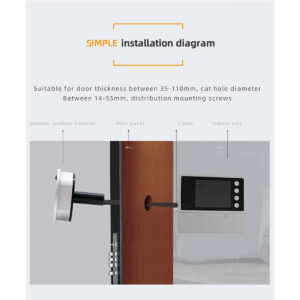 GloboStar® 86017 Ψηφιακή Έξυπνη Camera Εξώπορτας 90° Μοιρών με Έγχρωμη Οθόνη 2.8″ Inches – Νυχτερινή Όραση με LED IR – Κουδούνι – Εσωτερική Μνήμη Αποθήκευσης – Λειτουργεί με 4 Μπαταρίες AAA