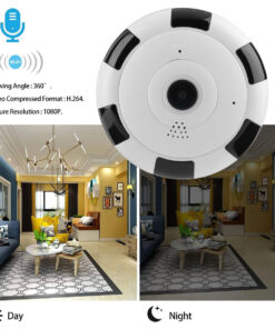 GloboStar® 86027 Επιτοίχια IP Camera 1080P WiFi 360° Μοιρών – Νυχτερινή Όραση με LED IR – Διπλή Κατέυθυνση Ομιλίας – Ανιχνευτή Κίνησης – Νυχτερινή Λήψη – Λευκό Μαύρο