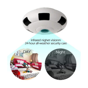 GloboStar® 86027 Επιτοίχια IP Camera 1080P WiFi 360° Μοιρών – Νυχτερινή Όραση με LED IR – Διπλή Κατέυθυνση Ομιλίας – Ανιχνευτή Κίνησης – Νυχτερινή Λήψη – Λευκό Μαύρο