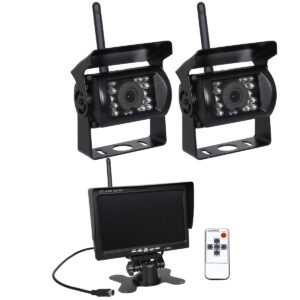 GloboStar® 86031 2 x WiFi Έγχρωμες Κάμερες 720p CMOS HD Οπισθοπορείας Αυτοκινήτου-Φορτηγού DC 12-24V 170° με Οθόνη 7″ DC 12-24V Night Capture με Parking Lines και Ασύρματο Χειριστήριο Αδιάβροχη IP65
