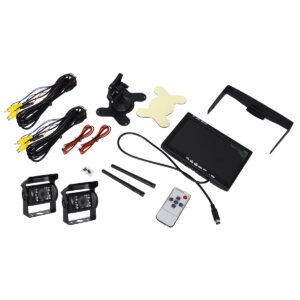 GloboStar® 86031 2 x WiFi Έγχρωμες Κάμερες 720p CMOS HD Οπισθοπορείας Αυτοκινήτου-Φορτηγού DC 12-24V 170° με Οθόνη 7″ DC 12-24V Night Capture με Parking Lines και Ασύρματο Χειριστήριο Αδιάβροχη IP65