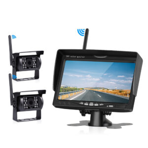 GloboStar® 86031 2 x WiFi Έγχρωμες Κάμερες 720p CMOS HD Οπισθοπορείας Αυτοκινήτου-Φορτηγού DC 12-24V 170° με Οθόνη 7″ DC 12-24V Night Capture με Parking Lines και Ασύρματο Χειριστήριο Αδιάβροχη IP65