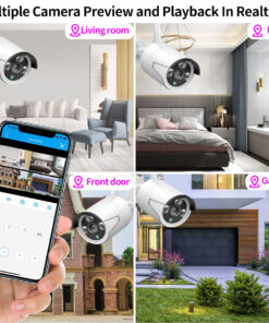 GloboStar® 86037 Ασύρματο Καταγραφικό με 4 x Camera 2MP 1080P WiFi 150° Μοιρών – Αδιάβροχο IP66 – Νυχτερινή Όραση με LED IR – Μονή Κατέυθυνση Ομιλίας – Ανιχνευτή Κίνησης – Νυχτερινή Λήψη – Λευκό