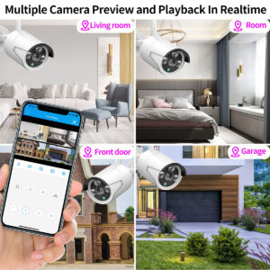 GloboStar® 86037 Ασύρματο Καταγραφικό με 4 x Camera 2MP 1080P WiFi 150° Μοιρών – Αδιάβροχο IP66 – Νυχτερινή Όραση με LED IR – Μονή Κατέυθυνση Ομιλίας – Ανιχνευτή Κίνησης – Νυχτερινή Λήψη – Λευκό