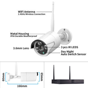 GloboStar® 86037 Ασύρματο Καταγραφικό με 4 x Camera 2MP 1080P WiFi 150° Μοιρών – Αδιάβροχο IP66 – Νυχτερινή Όραση με LED IR – Μονή Κατέυθυνση Ομιλίας – Ανιχνευτή Κίνησης – Νυχτερινή Λήψη – Λευκό