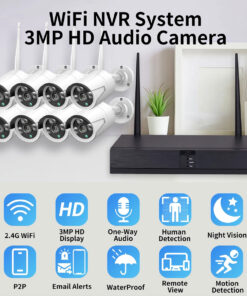 GloboStar® 86038 Ασύρματο Καταγραφικό με 8 x Camera 2MP 1080P WiFi 150° Μοιρών – Αδιάβροχο IP66 – Νυχτερινή Όραση με LED IR – Μονή Κατέυθυνση Ομιλίας – Ανιχνευτή Κίνησης – Νυχτερινή Λήψη – Λευκό