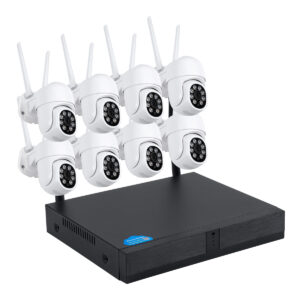 GloboStar® 86040 Ασύρματο Καταγραφικό με 8 x Camera 2MP 1080P WiFi  360° Μοιρών – Αδιάβροχο IP66 – Νυχτερινή Όραση με LED IR – Διπλή Κατέυθυνση Ομιλίας – Ανιχνευτή Κίνησης – Νυχτερινή Λήψη – Λευκό