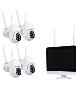 GloboStar® 86041 Ασύρματο Καταγραφικό με Οθόνη – 4 x Camera 2MP 1080P WiFi 360° Μοιρών – Αδιάβροχο IP66 – Νυχτερινή Όραση με LED IR – Διπλή Κατέυθυνση Ομιλίας – Ανιχνευτή Κίνησης – Νυχτερινή Λήψη – Λευκό