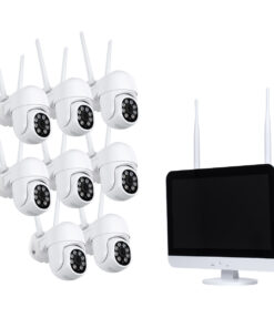 GloboStar® 86042 Ασύρματο Καταγραφικό με Οθόνη – 8 x Camera 2MP 1080P WiFi 360° Μοιρών – Αδιάβροχο IP66 – Νυχτερινή Όραση με LED IR – Διπλή Κατέυθυνση Ομιλίας – Ανιχνευτή Κίνησης – Νυχτερινή Λήψη – Λευκό