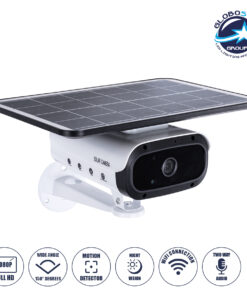 GloboStar® 86047 Αυτόνομη Ηλιακή Camera 1080P 2MP WiFi 150° Μπαταρία 3200mAh Φωτοβολταϊκό Πάνελ Αισθητήρα Ημέρας-Νύχτας & Ρύθμιση Χρόνου Διπλή Κατέυθυνση Ομιλίας Αδιάβροχη IP66 Ψυχρό Λευκό 6000K – Λευκό