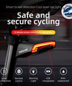 GloboStar® 86050 Ασύρματο Οπίσθιο Φανάρι Ποδηλάτου LED Επαναφορτιζόμενο USB Stop – Αριστερό Φλάς – Δεξί Φλάς με Ασύρματο Χειριστήριο Τιμονιού