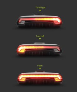 GloboStar® 86050 Ασύρματο Οπίσθιο Φανάρι Ποδηλάτου LED Επαναφορτιζόμενο USB Stop – Αριστερό Φλάς – Δεξί Φλάς με Ασύρματο Χειριστήριο Τιμονιού