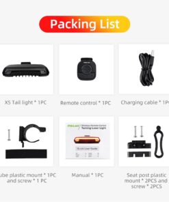 GloboStar® 86050 Ασύρματο Οπίσθιο Φανάρι Ποδηλάτου LED Επαναφορτιζόμενο USB Stop – Αριστερό Φλάς – Δεξί Φλάς με Ασύρματο Χειριστήριο Τιμονιού