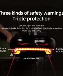 GloboStar® 86050 Ασύρματο Οπίσθιο Φανάρι Ποδηλάτου LED Επαναφορτιζόμενο USB Stop – Αριστερό Φλάς – Δεξί Φλάς με Ασύρματο Χειριστήριο Τιμονιού