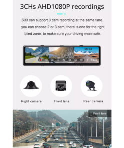 GloboStar® 86057 Καθρέπτης Αυτοκινήτου με 3 Κάμερες 3CHs AHD 1080P 170° – 4G Sim Card Slot – WiFi – GPS Navigator – Bluetooth – G Sensor – 24h Monitoring – FM Transmitter – Νυχτερινή Όραση – Μαύρο