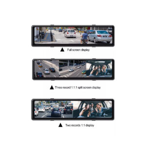 GloboStar® 86057 Καθρέπτης Αυτοκινήτου με 3 Κάμερες 3CHs AHD 1080P 170° – 4G Sim Card Slot – WiFi – GPS Navigator – Bluetooth – G Sensor – 24h Monitoring – FM Transmitter – Νυχτερινή Όραση – Μαύρο