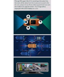 GloboStar® 86058 Καθρέπτης Αυτοκινήτου Android 9.0 360° με 4 Κάμερες SD Card Slot – RAM2GB+ROM32GB – FM Transmitter – Νυχτερινή Όραση – με Parking Lines – Μαύρο