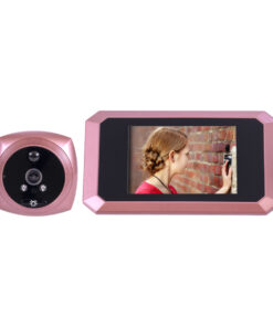 GloboStar® 86064 Επαναφορτιζόμενη Ψηφιακή Έξυπνη Camera Εξώπορτας 90° Μοιρών με Έγχρωμη Οθόνη 4.1″ Inches – USB – Νυχτερινή Όραση με LED IR – Κουδούνι – Ροζ