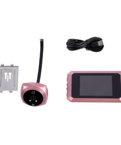 GloboStar® 86064 Επαναφορτιζόμενη Ψηφιακή Έξυπνη Camera Εξώπορτας 90° Μοιρών με Έγχρωμη Οθόνη 4.1″ Inches – USB – Νυχτερινή Όραση με LED IR – Κουδούνι – Ροζ