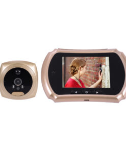 GloboStar® 86066 Επαναφορτιζόμενη Ψηφιακή Έξυπνη Camera Εξώπορτας 90° Μοιρών με Έγχρωμη Οθόνη 3.5″ Inches – USB – Νυχτερινή Όραση με LED IR – Κουδούνι – Χρυσό