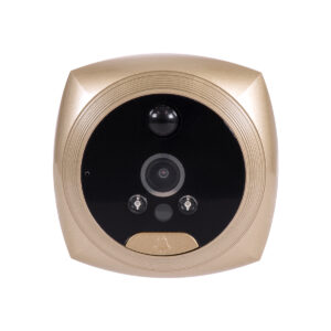 GloboStar® 86066 Επαναφορτιζόμενη Ψηφιακή Έξυπνη Camera Εξώπορτας 90° Μοιρών με Έγχρωμη Οθόνη 3.5″ Inches – USB – Νυχτερινή Όραση με LED IR – Κουδούνι – Χρυσό