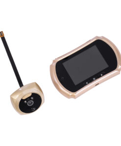 GloboStar® 86066 Επαναφορτιζόμενη Ψηφιακή Έξυπνη Camera Εξώπορτας 90° Μοιρών με Έγχρωμη Οθόνη 3.5″ Inches – USB – Νυχτερινή Όραση με LED IR – Κουδούνι – Χρυσό