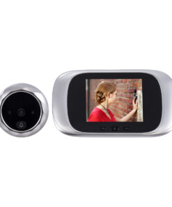 GloboStar® 86067 Επαναφορτιζόμενη Ψηφιακή Έξυπνη Camera Εξώπορτας 90° Μοιρών με Έγχρωμη Οθόνη 2.8″ Inches – USB – Νυχτερινή Όραση με LED IR – Κουδούνι – Ασημί