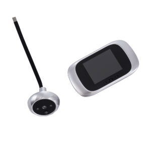 GloboStar® 86067 Επαναφορτιζόμενη Ψηφιακή Έξυπνη Camera Εξώπορτας 90° Μοιρών με Έγχρωμη Οθόνη 2.8″ Inches – USB – Νυχτερινή Όραση με LED IR – Κουδούνι – Ασημί