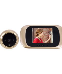 GloboStar® 86068 Επαναφορτιζόμενη Ψηφιακή Έξυπνη Camera Εξώπορτας 90° Μοιρών με Έγχρωμη Οθόνη 2.8″ Inches – USB – Νυχτερινή Όραση με LED IR – Κουδούνι – Χρυσό