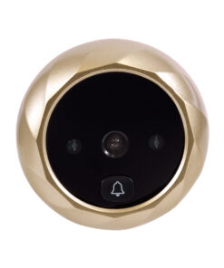 GloboStar® 86068 Επαναφορτιζόμενη Ψηφιακή Έξυπνη Camera Εξώπορτας 90° Μοιρών με Έγχρωμη Οθόνη 2.8″ Inches – USB – Νυχτερινή Όραση με LED IR – Κουδούνι – Χρυσό