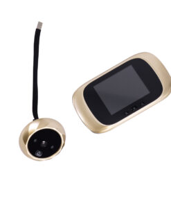 GloboStar® 86068 Επαναφορτιζόμενη Ψηφιακή Έξυπνη Camera Εξώπορτας 90° Μοιρών με Έγχρωμη Οθόνη 2.8″ Inches – USB – Νυχτερινή Όραση με LED IR – Κουδούνι – Χρυσό