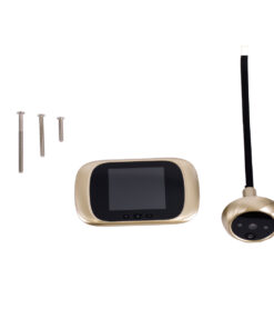 GloboStar® 86068 Επαναφορτιζόμενη Ψηφιακή Έξυπνη Camera Εξώπορτας 90° Μοιρών με Έγχρωμη Οθόνη 2.8″ Inches – USB – Νυχτερινή Όραση με LED IR – Κουδούνι – Χρυσό