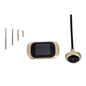 GloboStar® 86068 Επαναφορτιζόμενη Ψηφιακή Έξυπνη Camera Εξώπορτας 90° Μοιρών με Έγχρωμη Οθόνη 2.8″ Inches – USB – Νυχτερινή Όραση με LED IR – Κουδούνι – Χρυσό