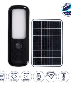 GloboStar® 86073 Αυτόνομος Ηλιακός Επιτοίχιος Προβολέας LED SMD 12W 600lm με IP Camera 1080P 2MP WiFi 150° Μοιρών – Ενσωματωμένη Μπαταρία 2500mAh – Φωτοβολταϊκό Πάνελ – Αισθητήρα Ημέρας-Νύχτας & Ρύθμιση Χρόνου Ανάμματος – Αδιάβροχος IP66 Ψυχρό Λευκό 6000K