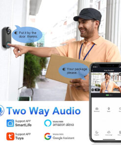 GloboStar® 86075 Επαναφορτιζόμενη Ψηφιακή Έξυπνη Camera Εξώπορτας 1080P WiFi 166° Μοιρών – 2500mAh – Νυχτερινή Όραση με LED IR – Ανιχνευτή Κίνησης – Κουδούνι – Διπλή Κατέυθυνση Ομιλίας – Μαύρο