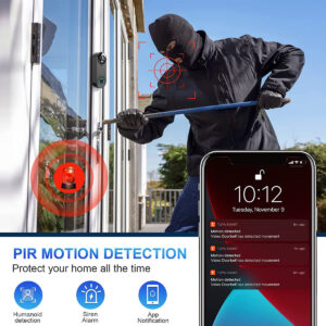 GloboStar® 86075 Επαναφορτιζόμενη Ψηφιακή Έξυπνη Camera Εξώπορτας 1080P WiFi 166° Μοιρών – 2500mAh – Νυχτερινή Όραση με LED IR – Ανιχνευτή Κίνησης – Κουδούνι – Διπλή Κατέυθυνση Ομιλίας – Μαύρο