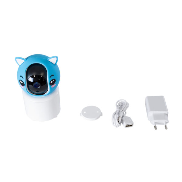 GloboStar® 86079 Επιτραπέζια Κάμερα WiFi HD 1080P 350° Διπλή Κατέυθυνση Ομιλίας & Ανιχνευτή Κίνησης – Απομακρυσμένος Έλεγχος Body Auto Tracking IP20 – Γαλάζιο Λευκό – Φ8 x Υ13cm – 2 Χρόνια Εγγύηση