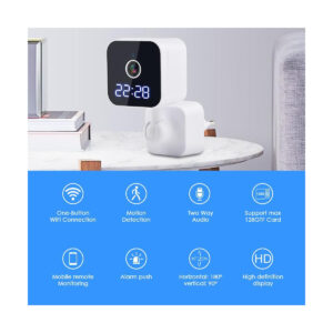 GloboStar® 86082 Επιτοίχια Κάμερα Πρίζας WiFi HD 1080P 350° Διπλή Κατέυθυνση Ομιλίας & Ανιχνευτή Κίνησης – Απομακρυσμένος Έλεγχος IP20 – Μαύρο – Μ6 x Π5.5 x Υ16cm – 2 Χρόνια Εγγύηση