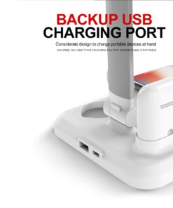 GloboStar® CHATEAU 86101 Μοντέρνο Φωτιστικό Γραφείου Λευκό LED 5 Watt 1000lm DC 5V Αφής & Καλώδιο Τροφοδοσίας USB με Ασύρματη Φόρτιση – Wireless Charger για Τηλέφωνα και Earphones Φυσικό Λευκό 4500K