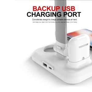 GloboStar® CHATEAU 86101 Μοντέρνο Φωτιστικό Γραφείου Λευκό LED 5 Watt 1000lm DC 5V Αφής & Καλώδιο Τροφοδοσίας USB με Ασύρματη Φόρτιση – Wireless Charger για Τηλέφωνα και Earphones Φυσικό Λευκό 4500K