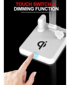 GloboStar® CHATEAU 86101 Μοντέρνο Φωτιστικό Γραφείου Λευκό LED 5 Watt 1000lm DC 5V Αφής & Καλώδιο Τροφοδοσίας USB με Ασύρματη Φόρτιση – Wireless Charger για Τηλέφωνα και Earphones Φυσικό Λευκό 4500K