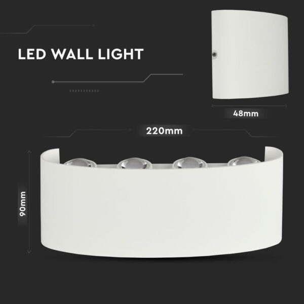 LED Φωτιστικό Τοίχου Up-Down Λευκό 8W V-TAC 150° 800lm IP54 Φυσικό 4000K – 8618