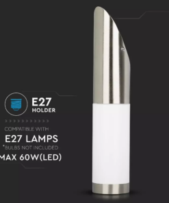 Εξωτερικό επιτοίχιο φωτιστικό Ε27, με διαγώνια κλίση και σώμα από ανοξείδωτο ατσάλι V-TAC – 8623